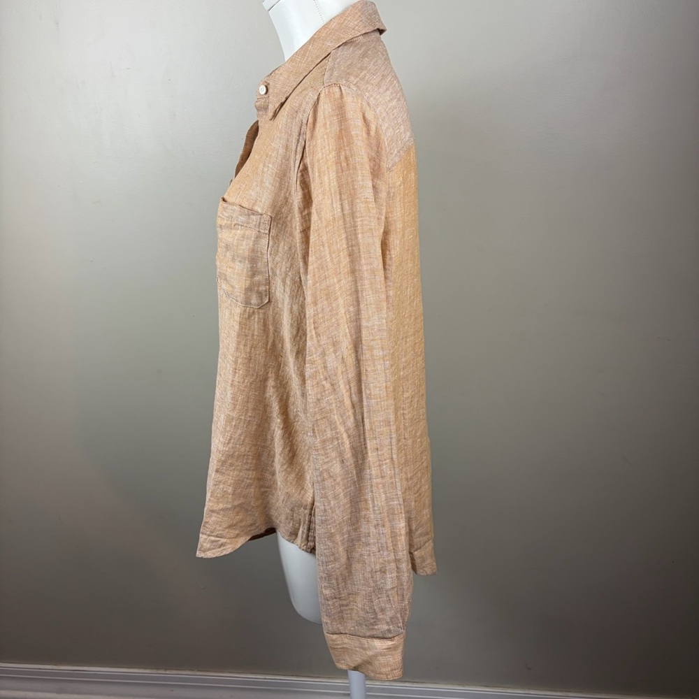 Lilly Pulitzer M Classic preppy Tan Linen button down shirt summer vacation - Picture 4 of 9